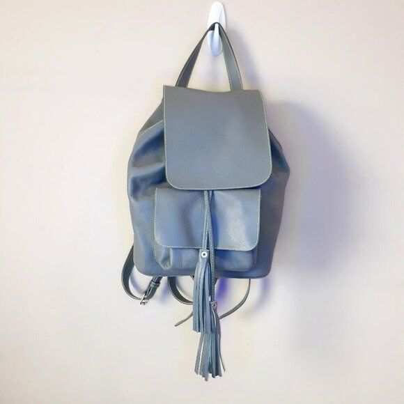 Handbags - Green Leather Contrast Stitching Backpack Made in Romania Boho Utility